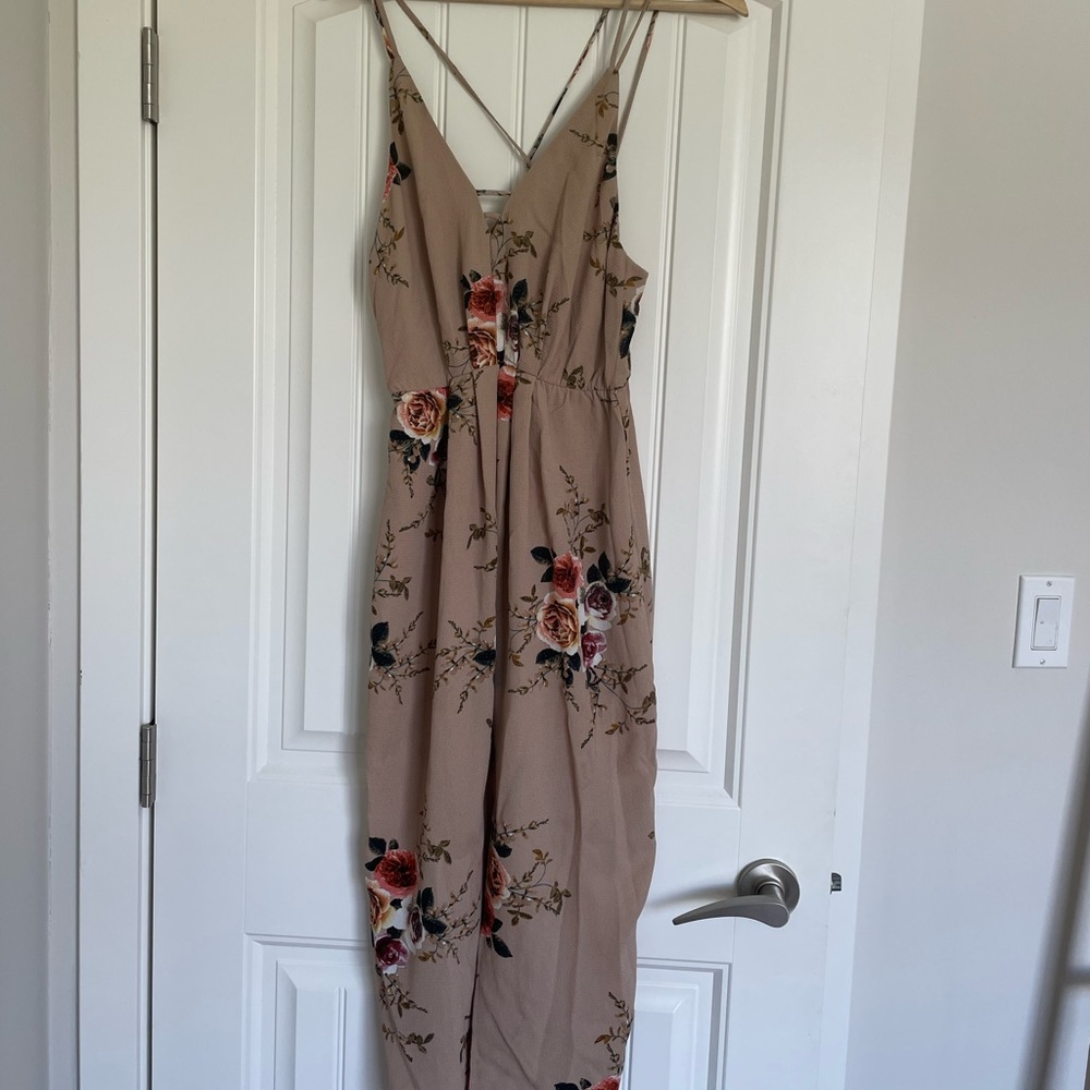 Pepper Mayo Midi Beige Floral Dress US sz 6